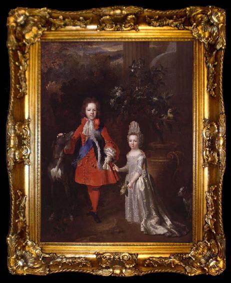 framed  Nicolas de Largilliere Portrait of Prince James Francis Edward Stuart and Princess Louisa Maria Theresa Stuart, ta009-2
